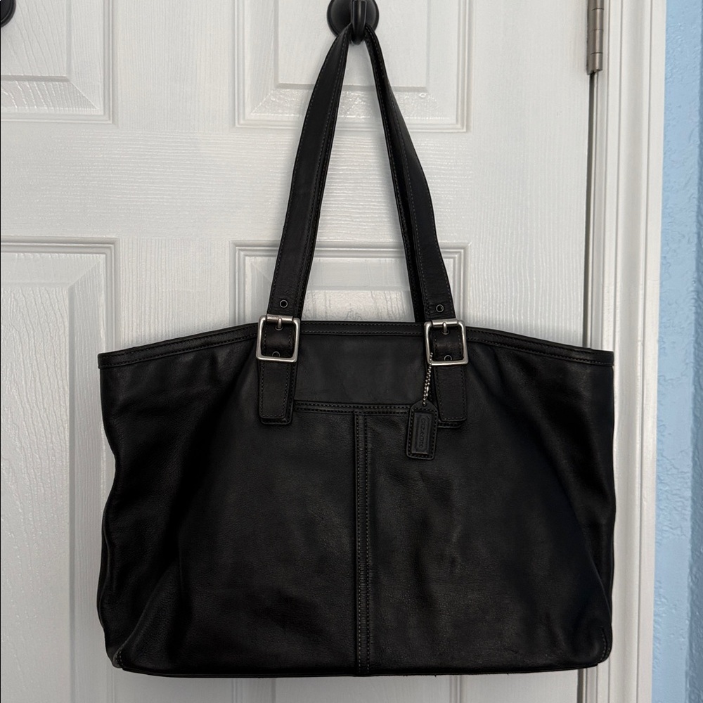 Coach Black Leather Tote Bag